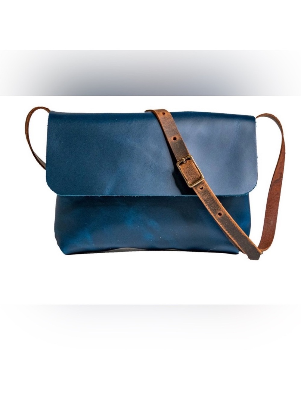 NWOT In Blue Handmade Asheville dark green Leather Crossbody Woman owned purse - Picture 3 of 15